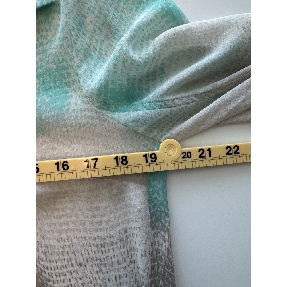 Chico's Women's Bahama Breeze Super Tunic Top Size 0 S Sheer Ombre Teal Chevron - Picture 11 of 12